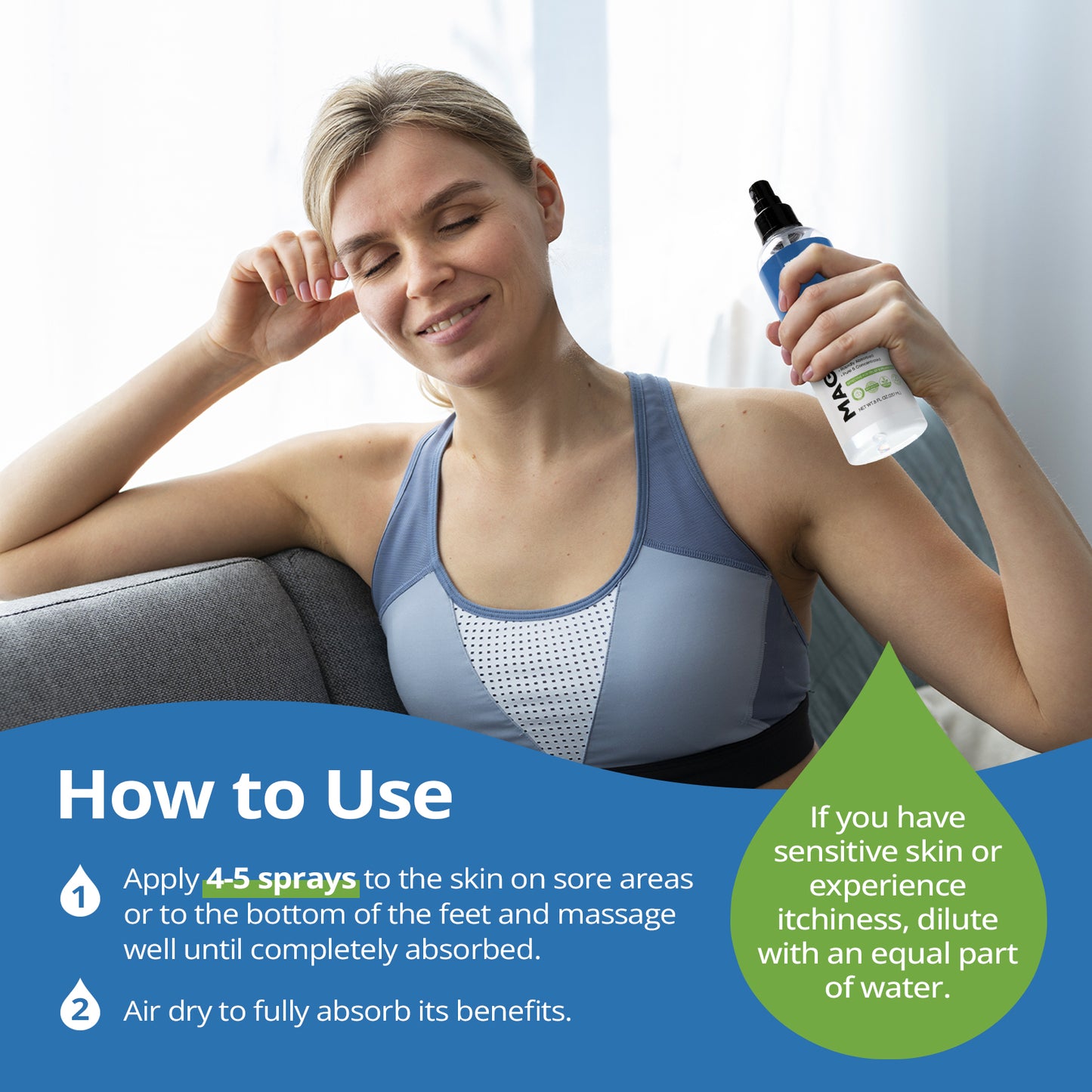 Fidus Pure Magnesium Oil Spray (25mg Magnesium in Each Spray) - Big 8 fl oz Topical Magnesium Chloride
