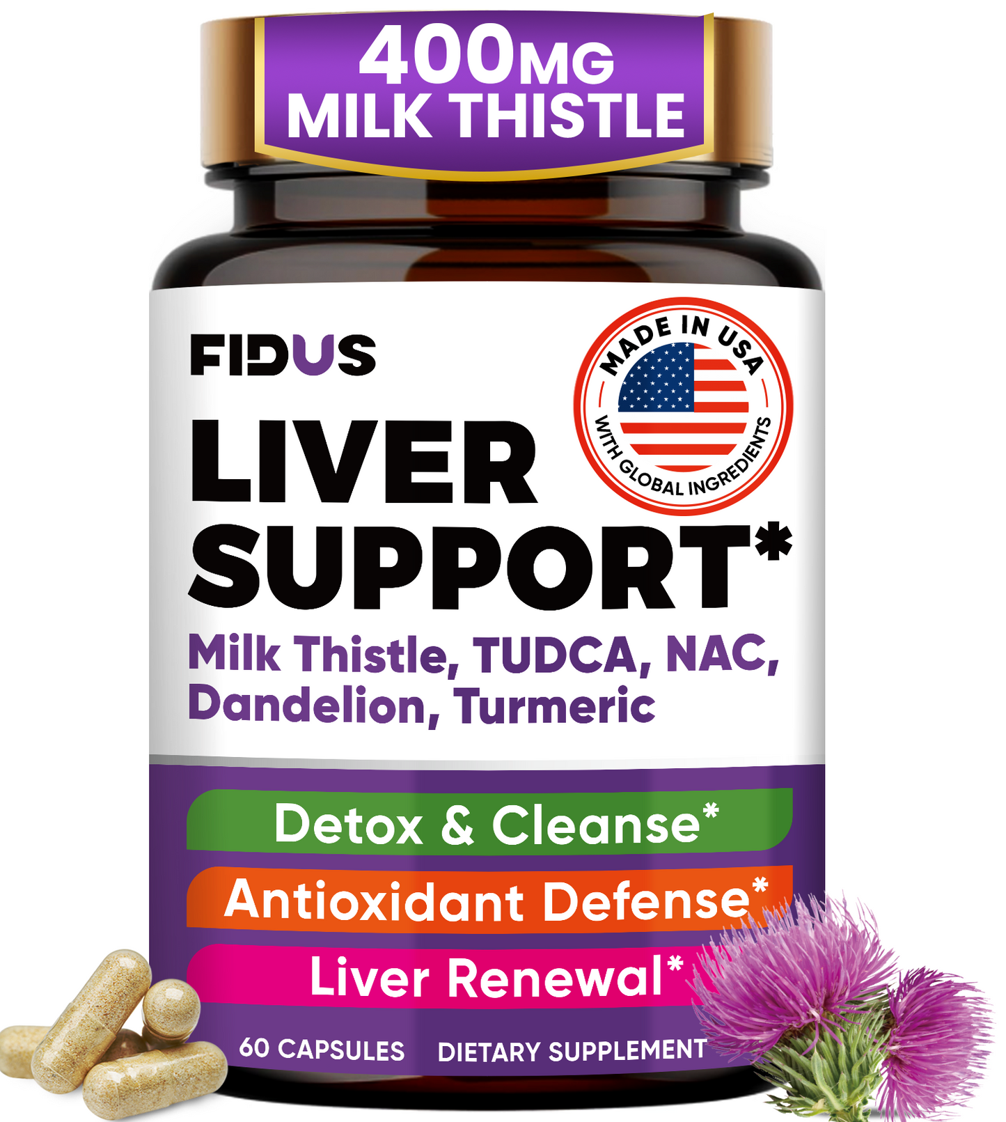 Liver Cleanse Detox & Repair, Milk Thistle(80% Silymarin) with NAC,Turmeric