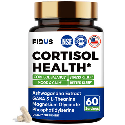 Cortisol Supplement for Women & Men with Ashwagandha, GABA - 60 Day Supply