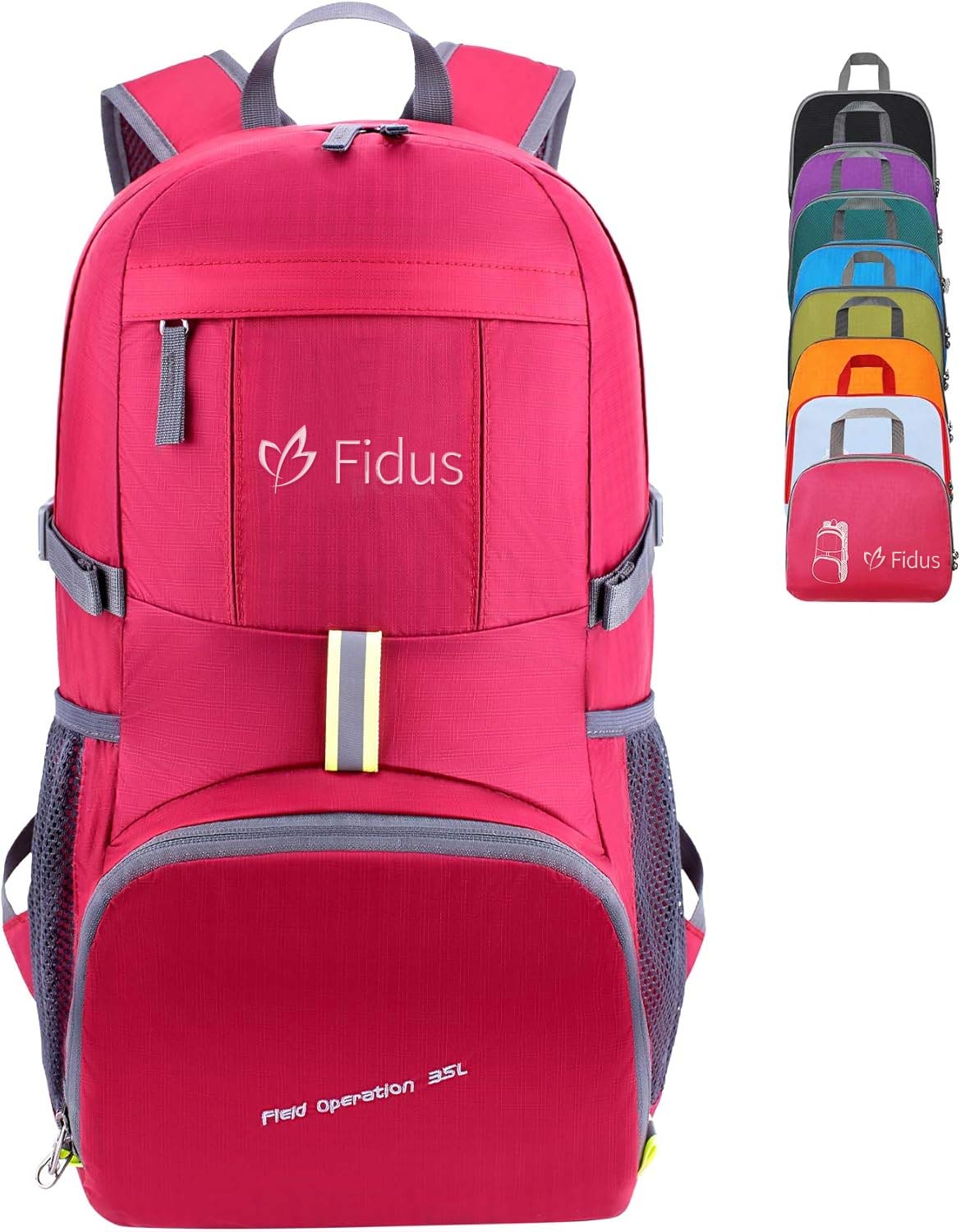 Fidus 35L Ultralight Lightweight Packable Foldable Travel Camping Hiking Outdoor Sports Backpack Daypack red