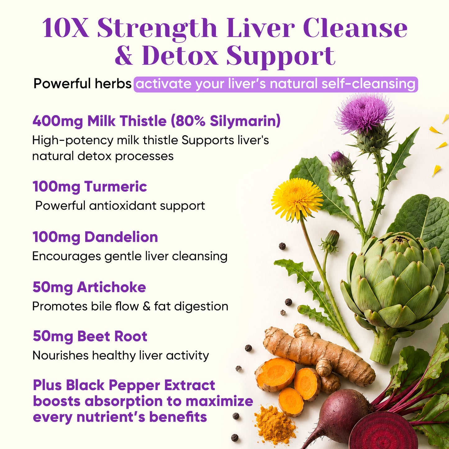 Liver Cleanse Detox & Repair, Milk Thistle(80% Silymarin) with NAC,Turmeric
