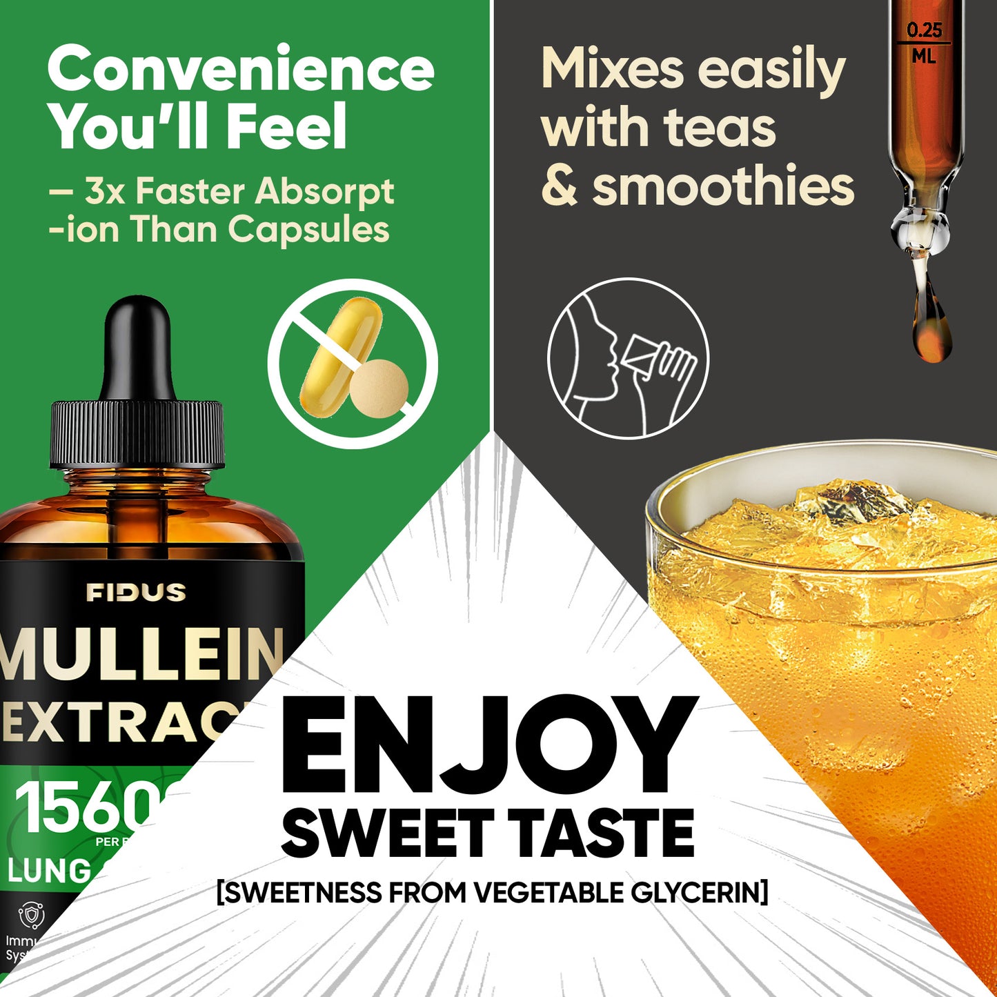 Mullein Drops for Lungs, Lung Detox for Smokers,Alcohol Free - 120 Servings
