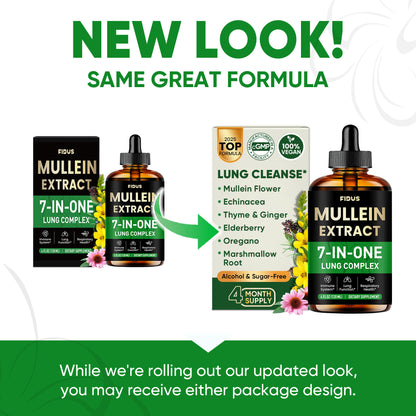 Mullein Drops for Lungs, Lung Detox for Smokers,Alcohol Free - 120 Servings